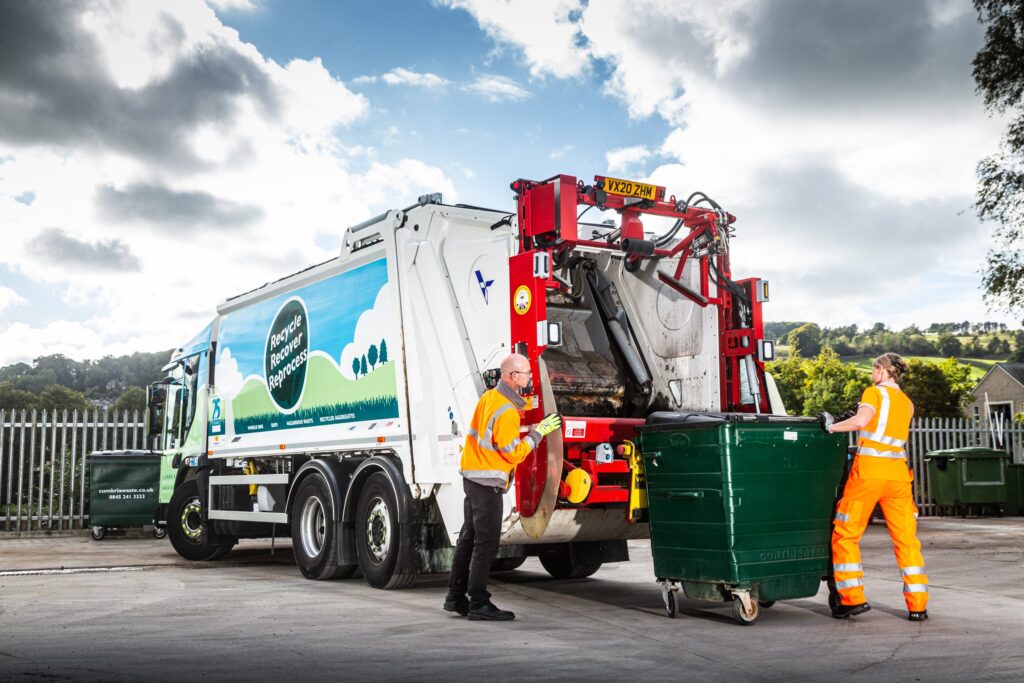 Cumbria Waste Group Bin Lorry Picking Up Waste