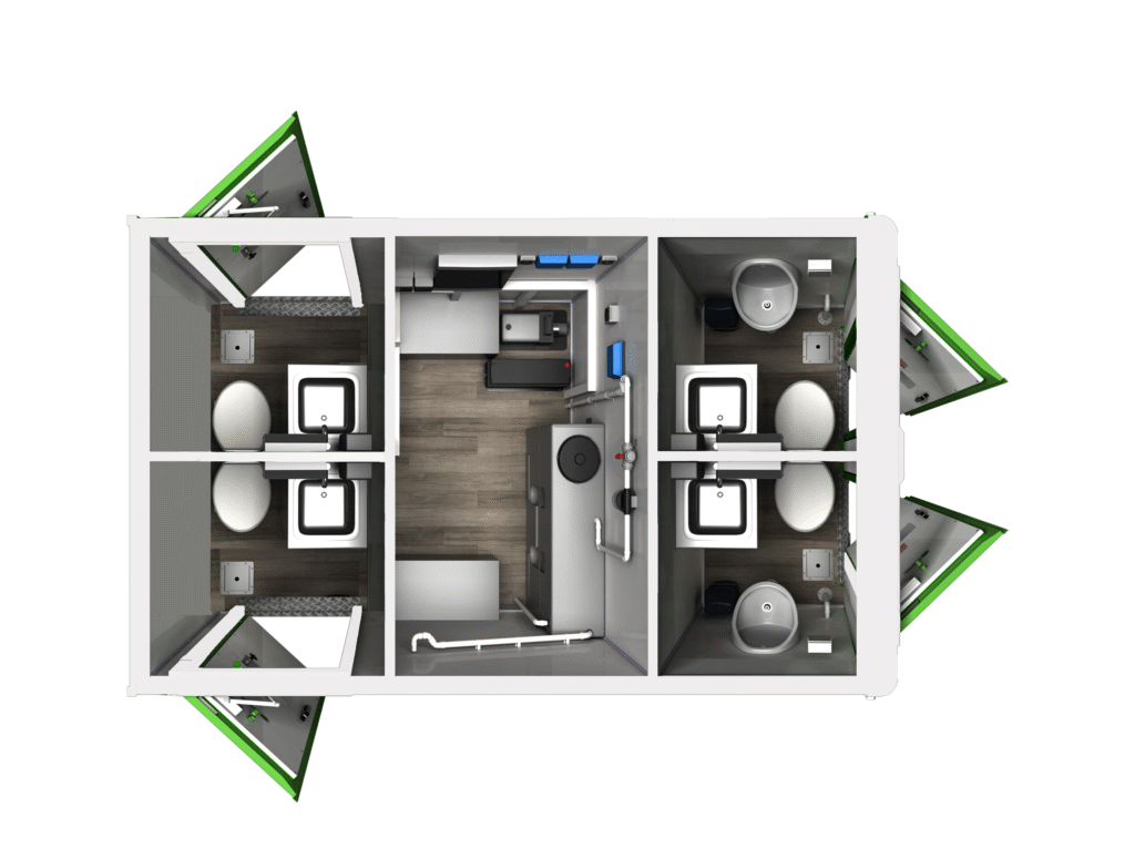 2+2 Toilet Trailer Suitable For Construction, Commercial Sites And Small Events.