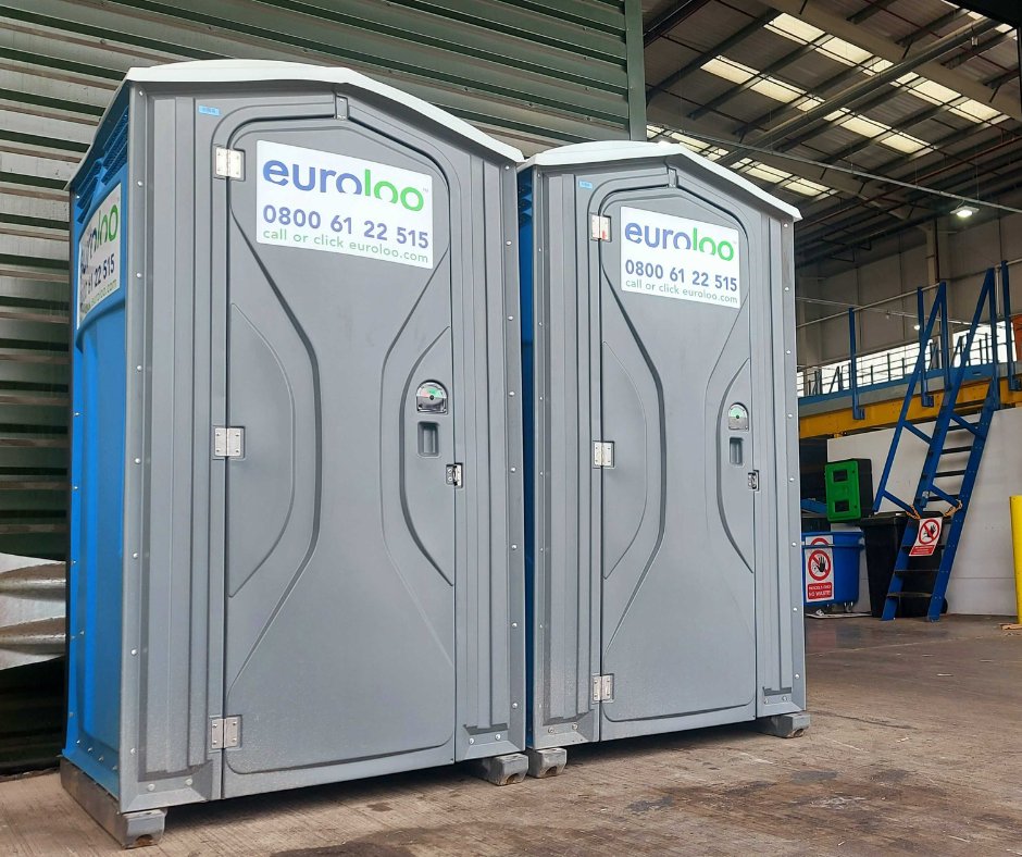 Solar-powered portable toilets at a Manchester event site