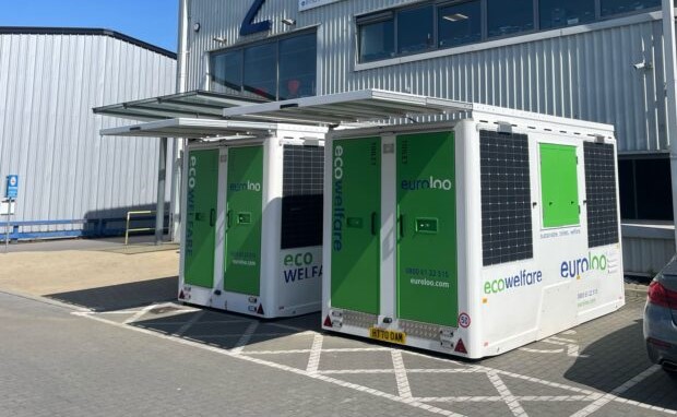 Data Centre Construction Site With Temporary Welfare, Portable Toilets And Grid Connection Works