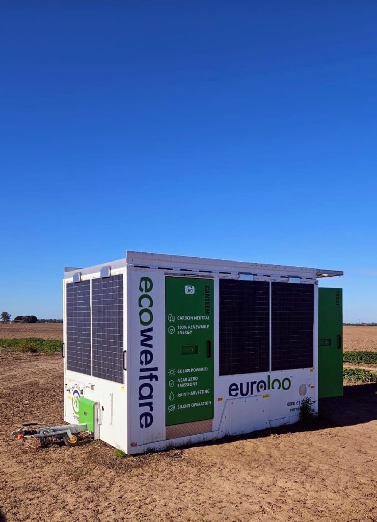 Solar-Powered Welfare Unit By Eco Welfare With Dual Battery System And Low-Emission Hvo Backup For Reliable Year-Round Site Welfare.