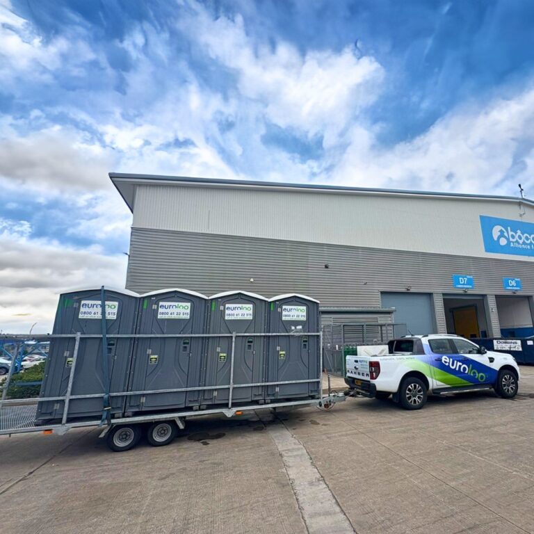 Euroloo Portable Toilets Positioned At A Retail Park During A Water Outag