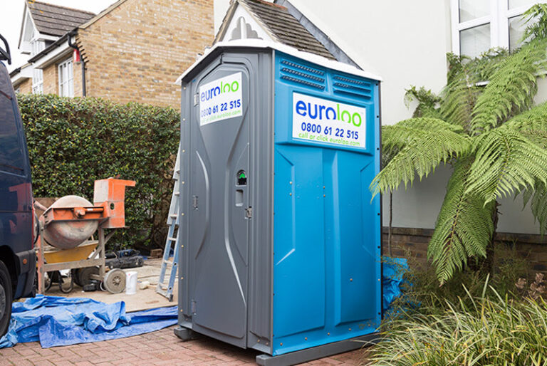 A Euroloo Portable Toilet Positioned On A Building Site For Welfare Provision During Construction Work.
