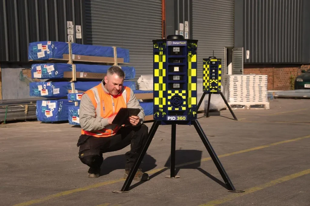 Solar-Powered Cctv Tower Providing Site Security On A Construction Project