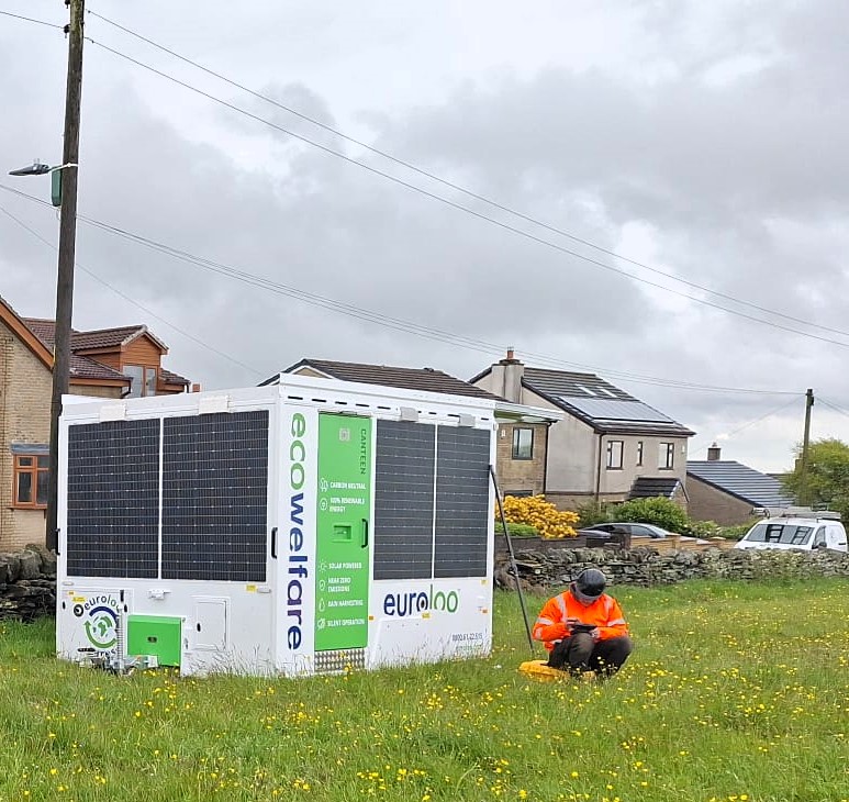 Temporary welfare unit and portable toilet facilities for ground investigation and geotechnical site works